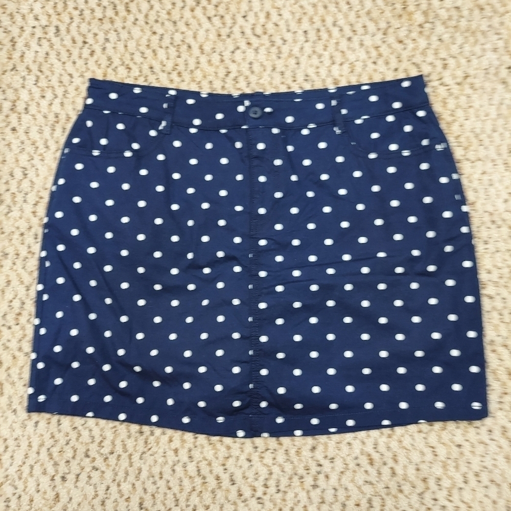 St. John's Bay Navy Blue w/White Polka Dots Skort Skirt Size 14